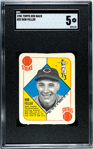 1951 Topps Bob Feller #22 Red Back SGC 5 front of card