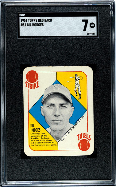 1951 Topps Gil Hodges #31 Red Back SGC 7 front of card
