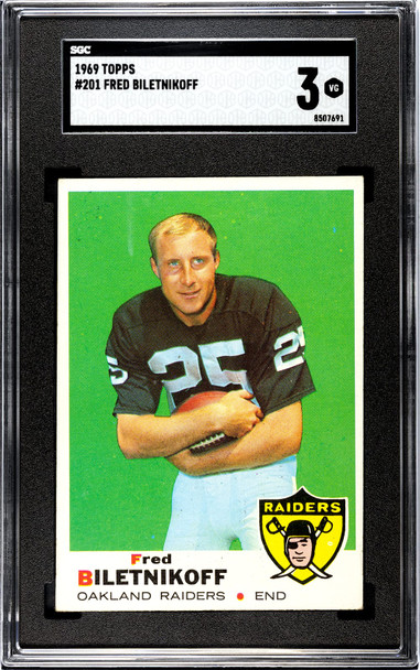1969 Topps Fred Biletnikoff #201 SGC 3 front of card