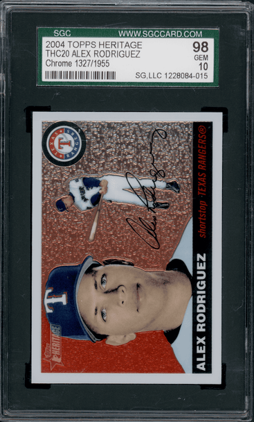 2004 Topps Heritage Alex Rodriguez Chrome #1327/1955 THC20 SGC 10 front of card