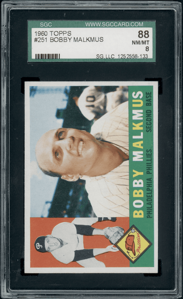 1960 Topps Bobby Malkmus #251 SGC 8 front of card