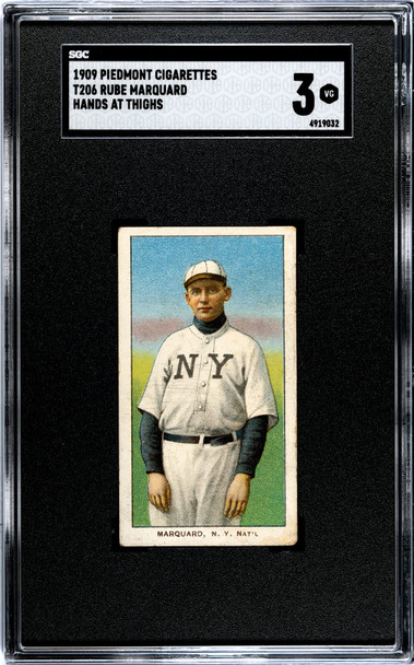 1909 T206 Rube Marquard Piedmont 150 SGC 3 front of card