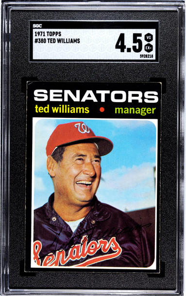 1971 Topps Ted Williams #380 SGC 4.5 front of card