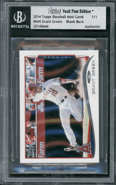 2014 Topps Mini Grant Green Commemorative Blank Back Proof Card 1/1 #644 Topps Vault First Edition BGS Authentic front of card