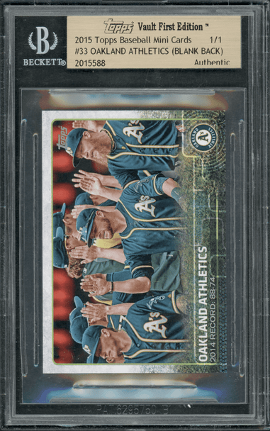 2015 Topps Mini Oakland Athletics Commemorative Blank Back Proof Card 1/1 #33 Topps Vault First Edition BGS Authentic front of card