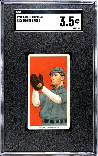 1910 T206 Monte Cross Sweet Caporal 350 SGC 3.5 front of card
