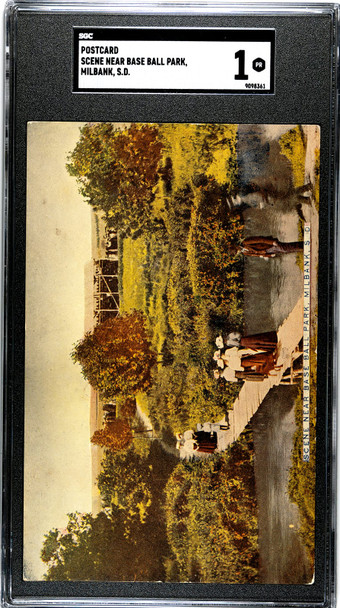 1910 Postcard Scene Near Baseball Park, Milbank, SD 1911 St. Paul Postmark, Franklin Stamp SGC 1 front of card