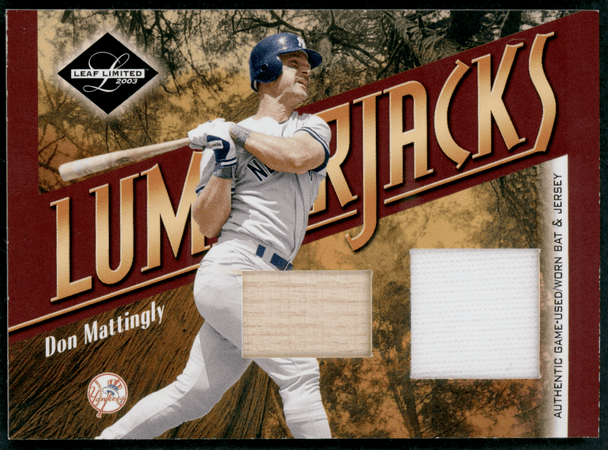 2003 Leaf Limited Don Mattingly Bat & Jersey Relic #1/25 #LJ-6 Lumberjacks VG+ front of card