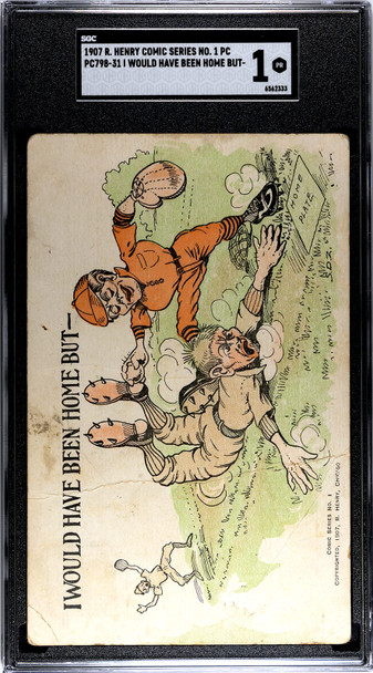 1907 R. Henry Comic PC798-31 Baseball Postcards I Would Have Been Home But- front of card