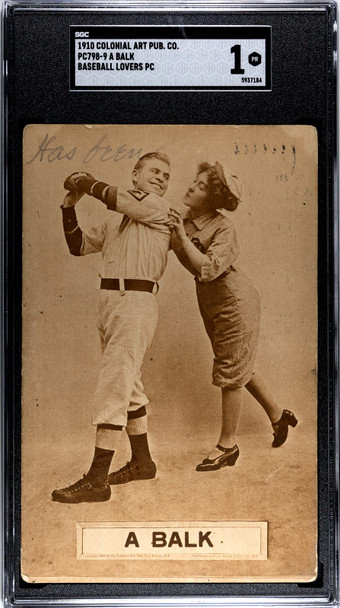 1910 Colonial Art Co. PC798-9 A Balk Baseball Lovers Postcard SGC 1 front of card