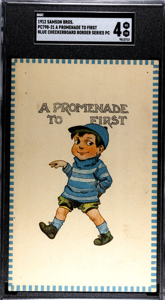 1912 Samson Bros. PC798-21 Baseball Postcards A Promenade To First SGC 4 front of card