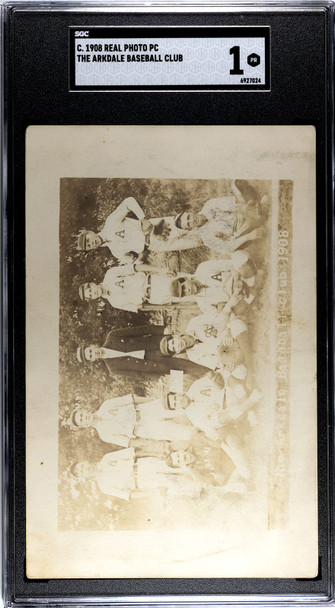 1908 Real Photo Postcard The Arkdale Baseball Club 1908 Postmark SGC 1 front of card