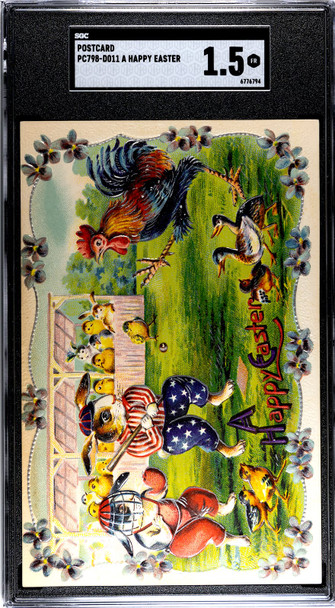1911 PC798-D011 A Happy Easter Baseball Bunny SGC 1.5 front of card