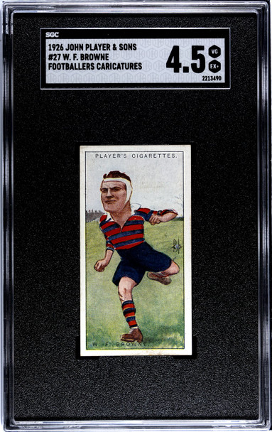 1926 John Player & Sons W. F. Browne #27 Footballers Caricatures SGC 4.5 front of card