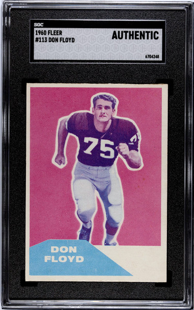 1960 Fleer Don Floyd Pink Progressive Proof #113 SGC Authentic front of card