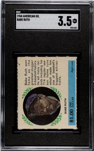 1968 American Oil Babe Ruth SGC 3.5 front of card