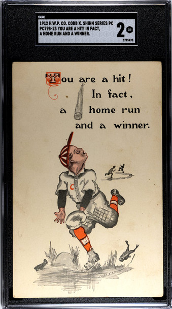 1912 H.W.P. Co. Cobb X Shinn PC798-23 Baseball Postcards You Are a Hit! A Home Run and a Winner front of card