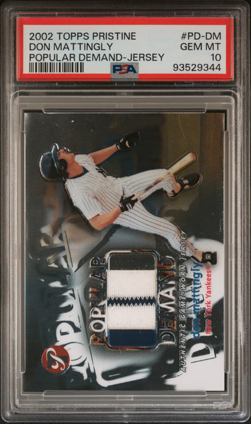 2002 Topps Pristine Don Mattingly #999/1000 #PD-DM Popular Demand PSA 10 front of card