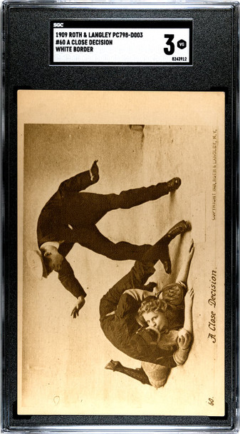 1909 Roth & Langley PC798-D003 Baseball Postcards A Close Decision #60 SGC 3 front of card