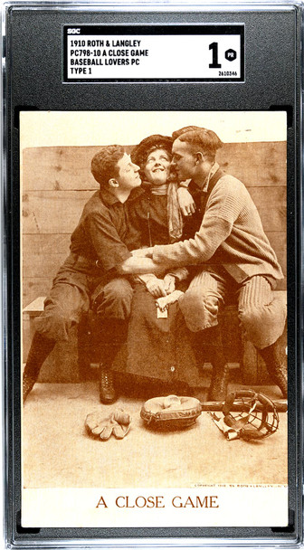 1910 Roth & Langley PC798-10 Baseball Postcards A Close Game SGC 1 front of card