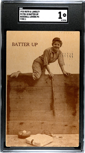 1910 Roth & Langley PC798-10 Baseball Postcards Batter Up SGC 1 front of card