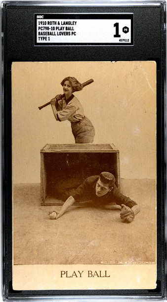 1910 Roth & Langley PC798-10 Baseball Postcards Play Ball SGC 1 front of card