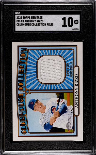 2021 Topps Heritage Anthony Rizzo #CC-AR Clubhouse Collection Relic SGC 10 front of card