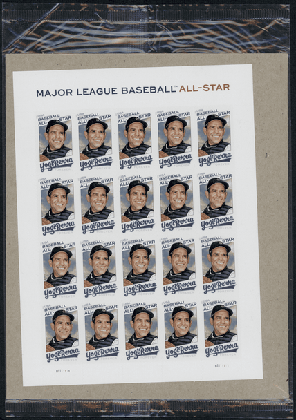 2021 Yogi Berra Forever Stamp Page Yogi Berra EX+ front of card