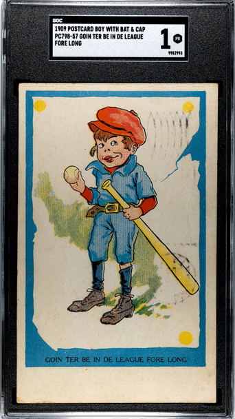 1909 PC798-57 Baseball Postcards Goin ter be in de League Fore Long SGC 1 front of card
