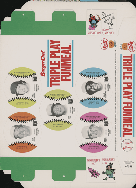 1977 Burger Chef Triple Play FunMeal Promo Box Gary Carter+ front of card