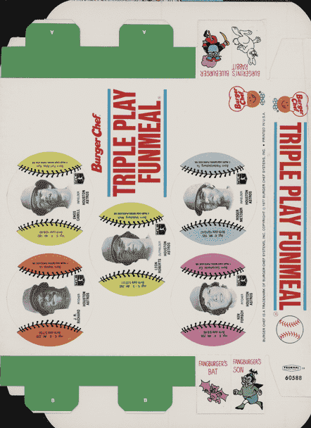1977 Burger Chef Triple Play FunMeal Promo Box Bob Watson+ front of card