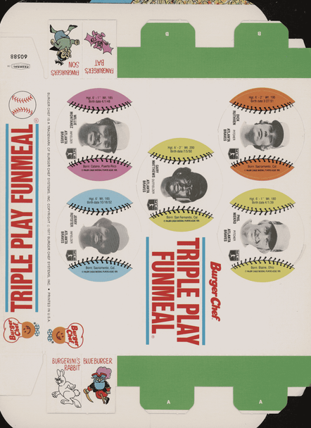 1977 Burger Chef Triple Play FunMeal Promo Box Phil Niekro+ front of card