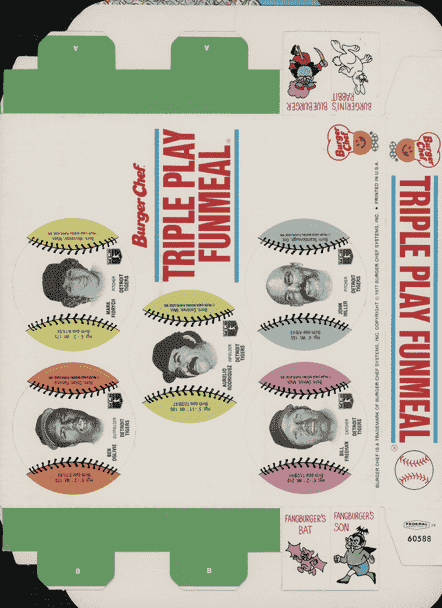 1977 Burger Chef Triple Play FunMeal Promo Box Mark Fidrych+ front of card