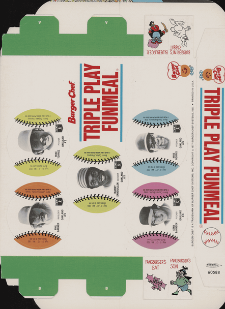 1977 Burger Chef Triple Play FunMeal Promo Box Vida Blue+ front of card