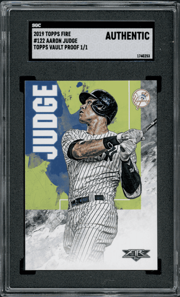 2019 Topps Fire Aaron Judge Topps Vault Proof #1/1 #122 SGC A front of card