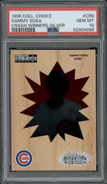 1996 Collector's Choice Sammy Sosa #CR9 You Crash the Game Exchange PSA 10 front of card