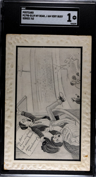 1910s PC798-D119 Baseball Postcards My Dear, I Am Very Busy Series 762 SGC 1 front of card