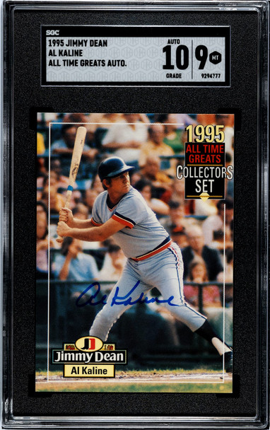 1995 Jimmy Dean Al Kaline With COA All Time Greats Autographed SGC 9 Auto 10 front of card