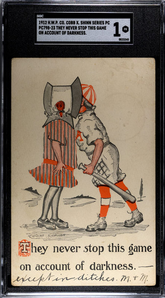 1912 H.W.P. Co. Cobb X Shinn PC798-23 Baseball They Never Stop This Game front of card