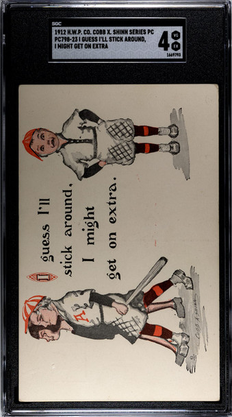 1912 H.W.P. Co. Cobb X Shinn PC798-23 Baseball I Guess I'll Stick Around front of card