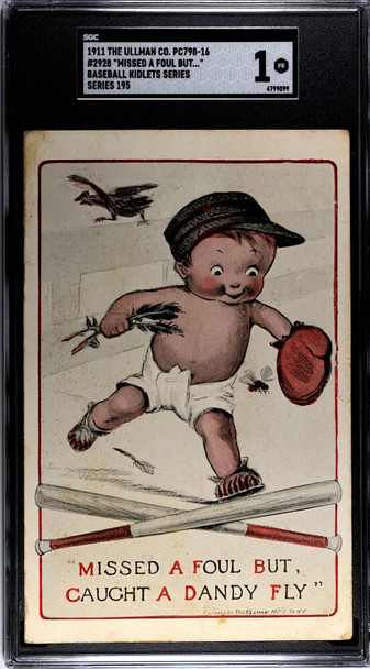 1911 The Ullman Co. PC798-16 Baseball Postcards Missed A Foul But #2928 SGC 1 front of card