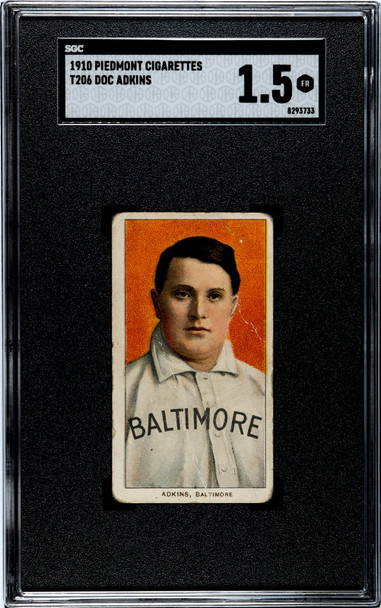 1910 T206 Doc Adkins Piedmont 350 SGC 1.5 front of card