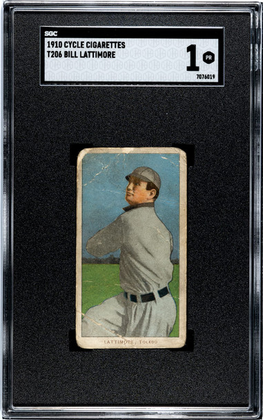 1910 T206 Bill Lattimore Cycle 350 SGC 1 front of card