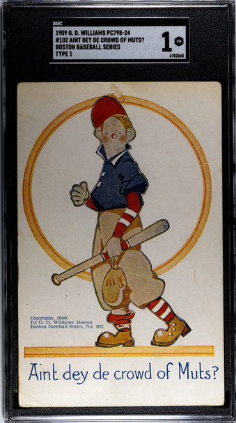 1909 O.D. Williams PC798-24 Baseball Postcards Aint Dey De Crowd Of Muts? #102 front of card