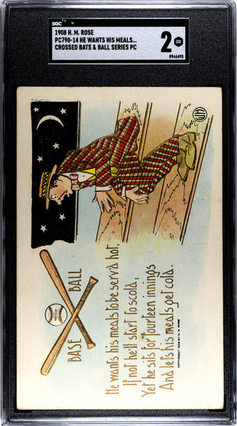 1908 H.M. Rose PC798-14 Baseball Postcards He Wants His Meals SGC 2 front of card