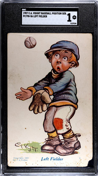 1907 C.A. Voight PC798-56 Baseball Postcards Left Fielder SGC 1 front of card