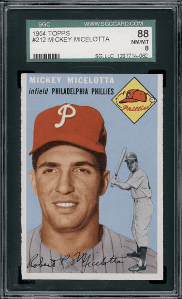 1954 Topps Mickey Micelotta #212 SGC 8 front of card