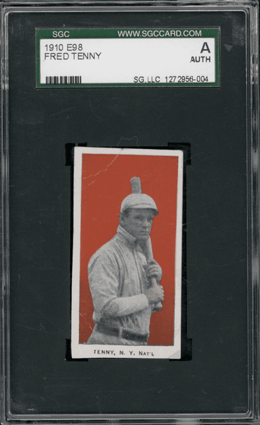 1910 E98 Set of 30 Fred Tenny #21 SGC Authentic front of card