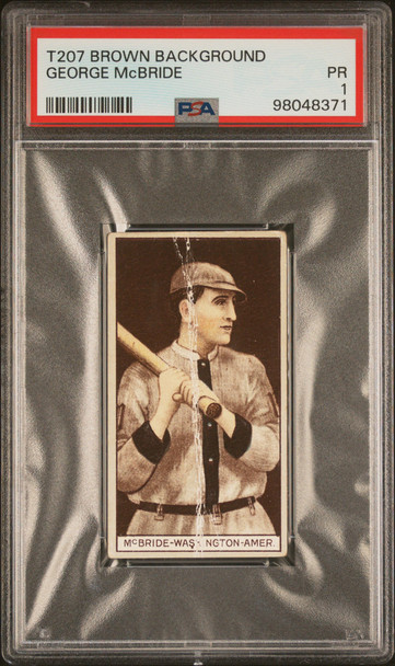 1912 T207 George McBride PSA 1 front of card