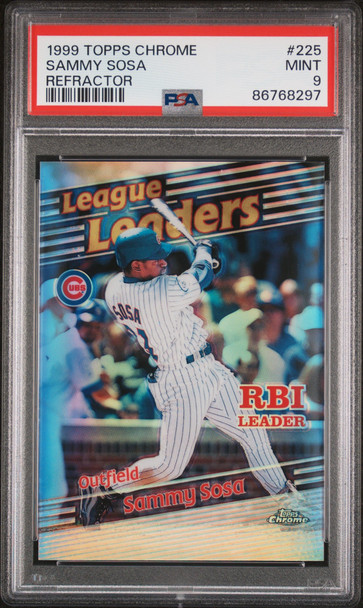 1999 Topps Chrome Sammy Sosa Refractor #225 PSA 9 front of card